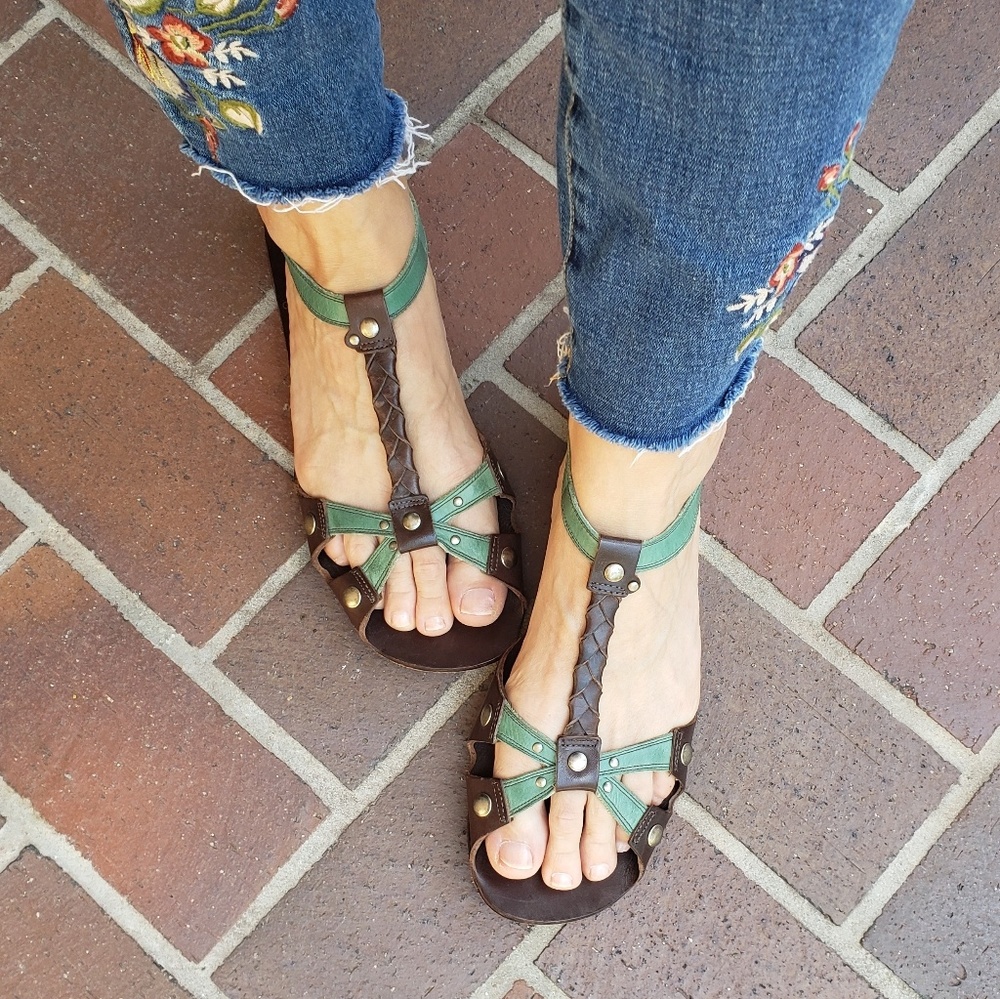 Matisse Braided Leather T-Strap Sandals 8.5